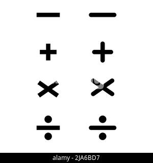 Set of plus minus multiply devide mathematics symbol, education maths icon, web element vector illustration design, finance sign . Stock Vector