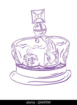 Crown of the British Empire. Queen's Platinum Jubilee. Event 2022. Vector, Illustration. Stock Vector
