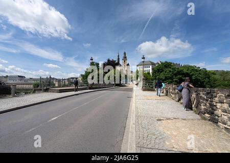 Luxembourg city, May 2022.  panoramic view of the city from the Montée de Clausen street