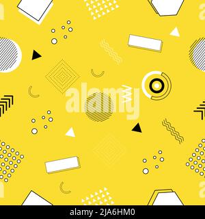 Memphis seamless pattern of geometric shapes for tissue and postcards Stock Vector