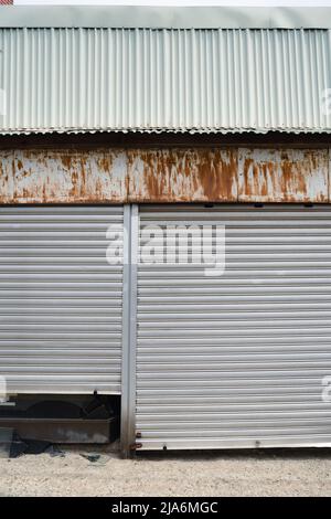 Shutter door or roller door of building in Cheonan, Korea Stock Photo