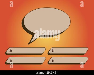 Quiz game vector illustration. Test, exam, answer, education, learning, internet, lottery. Concept for Web, Mobile, Presentations. Stock Vector