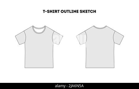 tshirt fashion flat sketch vector illustration template front and back views Stock Vector