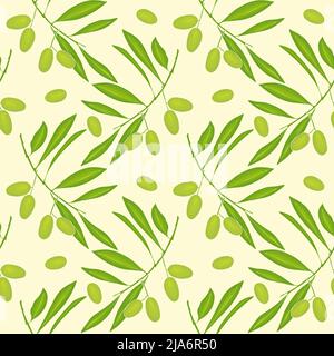 Olives pattern green and yellow color. Vector illustration Stock Vector