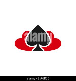 Poker playing cards suits symbols - Spades and Hearts. Playing card deck icons isolated on white. Casino, game, party logo Stock Vector