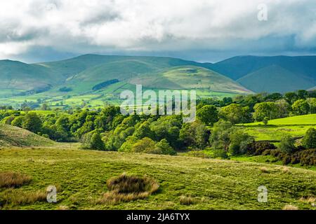 A beautiful,view of part of the Howgill Fells including Sickers Fell near Sedbergh in Cumbria in challenging light Stock Photo