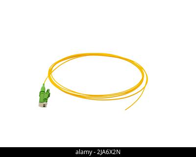 Fiber Optic Patch Cord on isolated white background Stock Photo