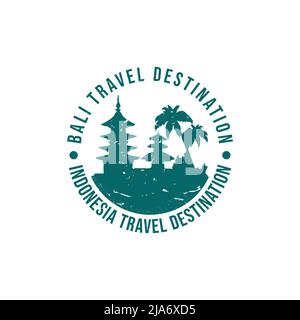Bali logo sign. Travel rubber stamp with the name and map of island, vector illustration. Can be used as insignia, logotype, label, sticker or badge. Stock Vector