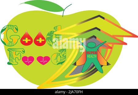 Green apple is good food. Health Vector Logo. Good food concept. Best use logo Stock Vector