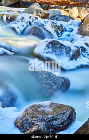 Frozen Rolling Rocks The Lower Falls waterfall is frozen over during winter at the ...