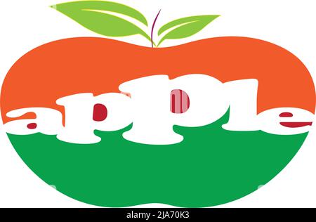 Apple shape with attached text. Fruit Vector Logo. Good fruit concept. Best for commercial Stock Vector