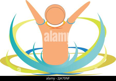 Illustration of Monk mediating in lotus pose. Meditation pose at spiritual practice. Flat vector illustration isolated on white background Stock Vector