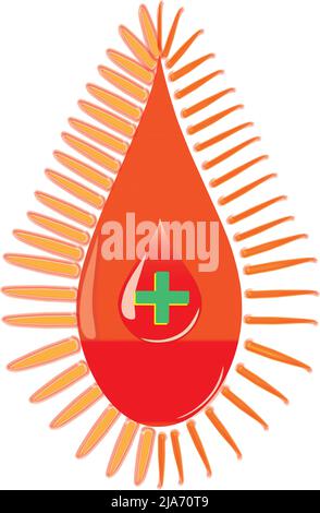 Red drops of blood like the sun. Health Vector Logo. Best quality use Stock Vector