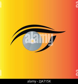 Eye with compact disk, conceptual vector Stock Vector