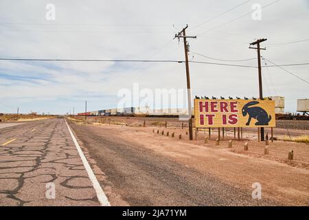 Here it is jack rabbit billboard on route 66 Stock Photo