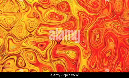 Yellow and orange abstract swirls, psychedelic patterns colorful and vibrant background image. Stock Photo