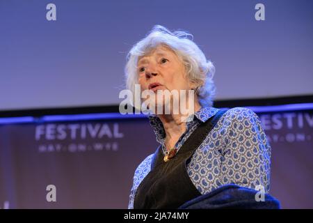 Hay-on-Wye, Wales, UK. 28th May, 2022. Rosie Boycott and Carmen Callil in conversation with Laura Bates at Hay Festival 2022, Wales. Credit: Sam Hardwick/Alamy. Stock Photo
