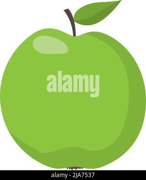 green apple isolated on white background, flat design vector illustration Stock Vector