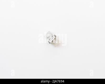 SC-UPC adapter for single mode fiber optic patch cord with flange on isolated white background Stock Photo