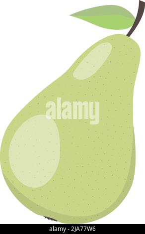 green pear isolated on white background, flat design vector illustration Stock Vector