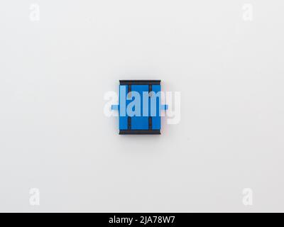 SC-UPC adapter for single mode fiber optic patch cord with flange on isolated white background Stock Photo