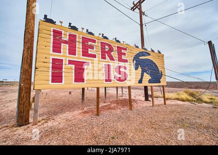 Here it is jack rabbit trading post ad on route 66 Stock Photo