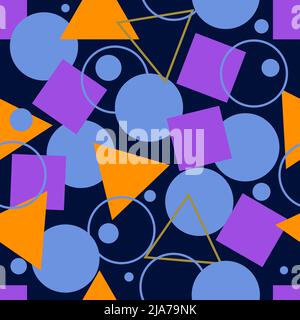 Seamless pattern with geometric memphis shapes. Retro  abstract background. Memphis style design. Vector print Stock Vector