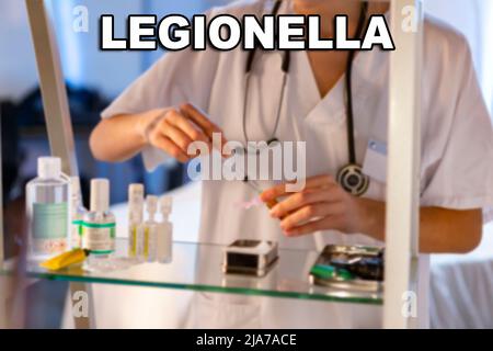 Legionella. Legionella bacteria (Legionella pneumophila). Febrile illness, either of a mild nature and without pulmonary focus Stock Photo