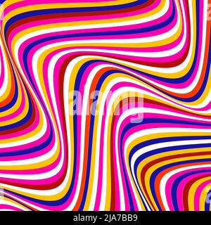 Abstract op art texture with wavy stripes. Creative background with distorted lines. Striped diagonal lines, design with distortion Stock Vector