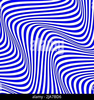 Abstract op art texture with wavy stripes. Creative background with distorted lines. Striped diagonal lines, design with distortion Stock Vector
