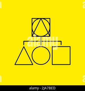 Complex and simple geometric abstract line concept. Thinking and analysis symbol. Simplification and complication of sign. Business concept, coaching Stock Vector