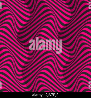 Op art illusion background with wave. Geometric curve, fluid banner. Optical illusion vector backdrop Stock Vector