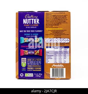 Cadbury Nuttier Peanut & Almond Chocolate Bar Stock Photo