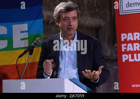 Naples, Italy. 27th May, 2022. Andrea Orlando, Minister of Labor, during his speech at the conference 'Naples free from the Camorra' held on May 27, 2022 at the Domus Ars Center for Music and Culture in Naples. Credit: Independent Photo Agency/Alamy Live News Stock Photo