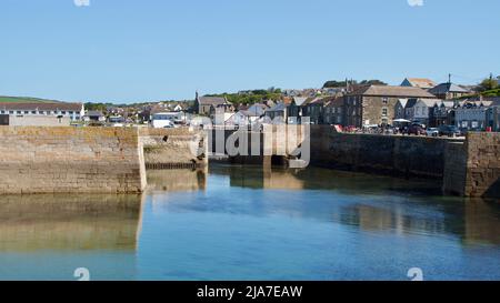 Porthleven looking towards the inner harbour Stock Photo