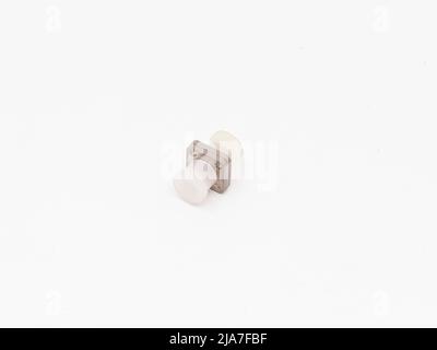 SC-UPC adapter for single mode fiber optic patch cord with flange on isolated white background Stock Photo