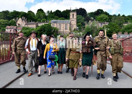 The Ironbridge WW2 Weekend. The historic town of Ironbridge got a reminder of the 1940s this weekend when world war two re-enactors from all over the Uk attended the charity event dressed in 40s style. Credit: Dave Bagnall. historical reenactment Stock Photo
