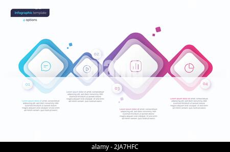 Vector gradient minimalistic infographic template composed of 4 rounded squares Stock Vector