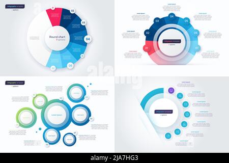 Set of seven option circle infographic design templates. Vector illustration Stock Vector