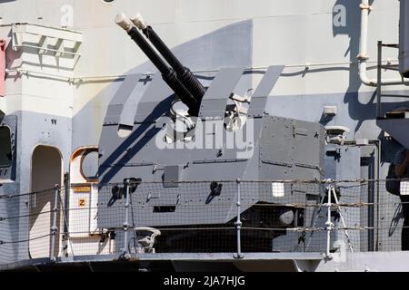 Gun Turret HMS Belfast City of London Stock Photo