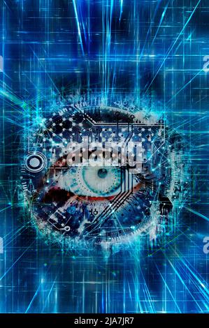 woman eye and technology Stock Photo