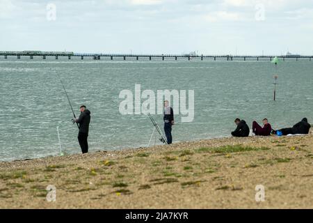 Southend on Sea Essex 28th May 2022 UK Weather an overcast day at the beach seaside Southend on Sea, Essex Credit: Ian Davidson/Alamy Live News Stock Photo