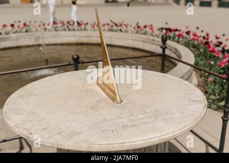 The sundials near the Palace on the Isle in the Royal Baths Park, Lazienki Park Stock Photo