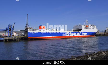 Stena Line vessel at Belfast harbour - BELFAST, UK - APRIL 25, 2022 Stock Photo