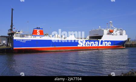 Stena Line vessel at Belfast harbour - BELFAST, UK - APRIL 25, 2022 Stock Photo