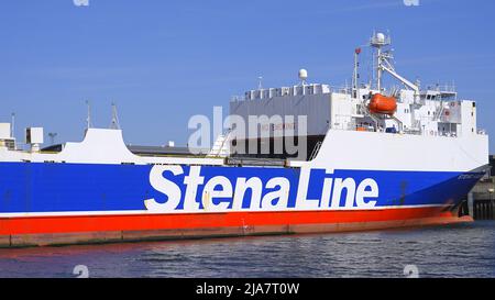 Stena Line vessel at Belfast harbour - BELFAST, UK - APRIL 25, 2022 Stock Photo