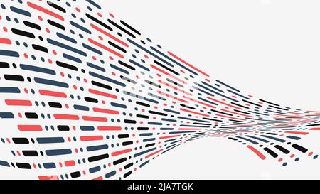 Abstract rounded dots lines elements pattern distorted retro color on white background. Vector illustration Stock Vector