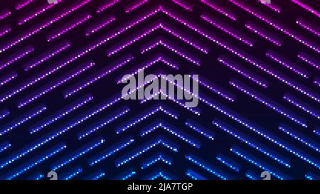 Abstract blue and purple neon lighting arrows pattern on dark background technology futuristic concept. Vector illustration Stock Vector