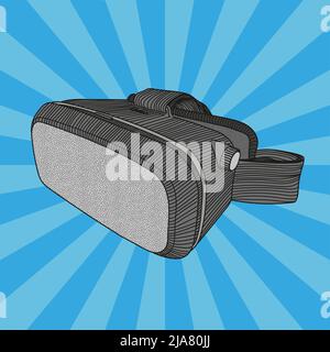 Virtual reality helmet for computer games and entertainment. Stock Vector
