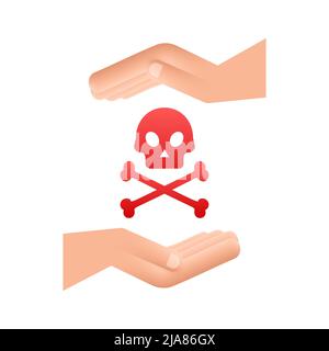 Danger sign in hands on white backdrop. Vector illustration. Stock Vector